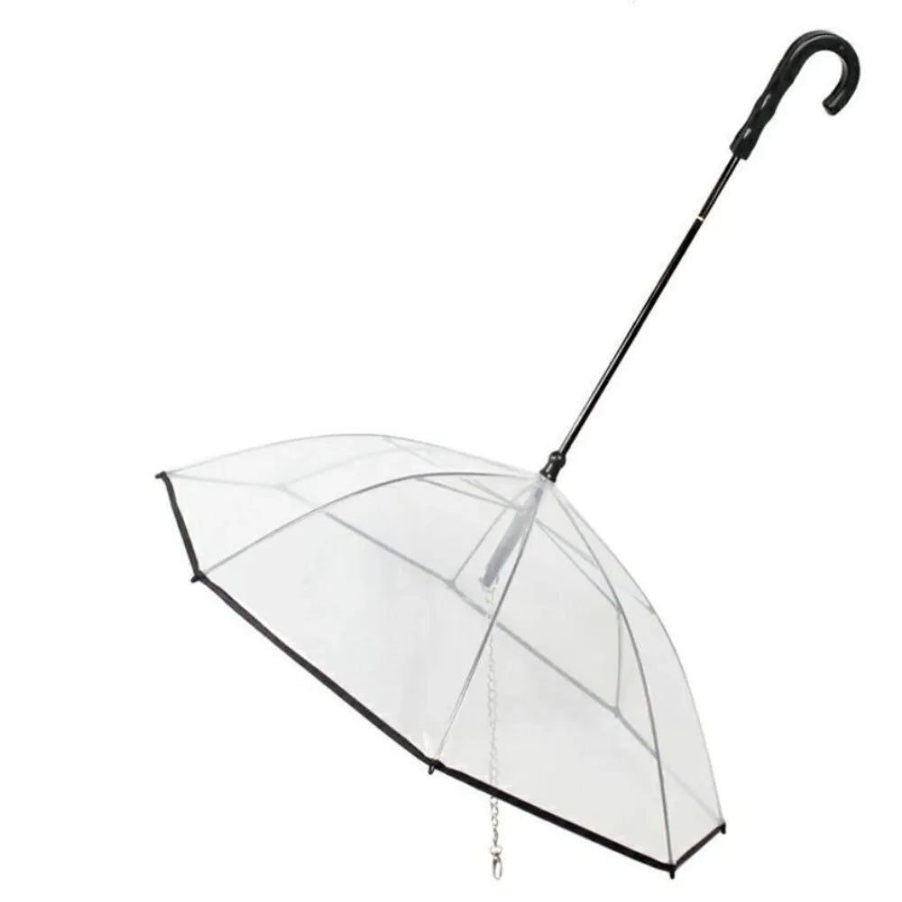 Clear Pet Dog Umbrellas with Leash C-Shape Handle Doggy Poncho Rainproof Adjustable Raincoat for Dogs for Rain/Snow Dog Walking