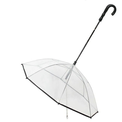 Clear Pet Dog Umbrellas with Leash C-Shape Handle Doggy Poncho Rainproof Adjustable Raincoat for Dogs for Rain/Snow Dog Walking