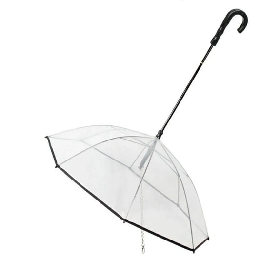Clear Pet Dog Umbrellas with Leash C-Shape Handle Doggy Poncho Rainproof Adjustable Raincoat for Dogs for Rain/Snow Dog Walking