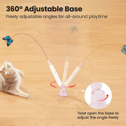 Potaroma Touch-Activated Rechargeable Electric Butterfly Cat Wand - Interactive USB Toy with Suction Cup for Cats and Kittens