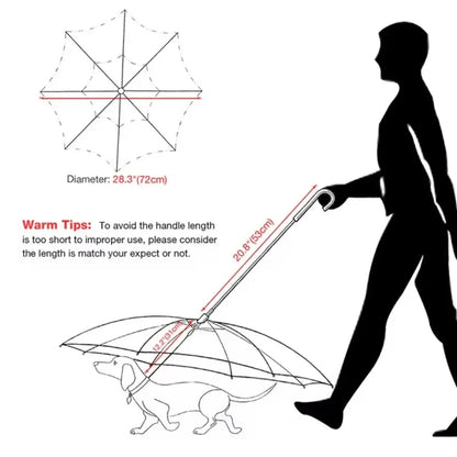 Clear Pet Dog Umbrellas with Leash C-Shape Handle Doggy Poncho Rainproof Adjustable Raincoat for Dogs for Rain/Snow Dog Walking