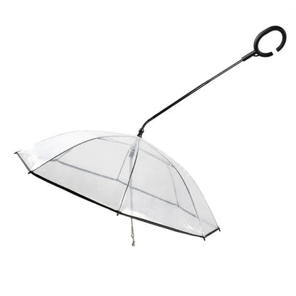 Clear Pet Dog Umbrellas with Leash C-Shape Handle Doggy Poncho Rainproof Adjustable Raincoat for Dogs for Rain/Snow Dog Walking