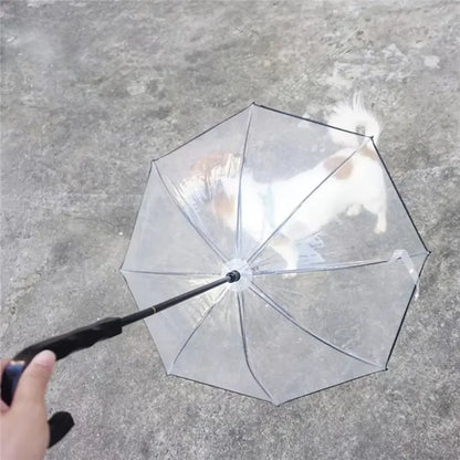 Clear Pet Dog Umbrellas with Leash C-Shape Handle Doggy Poncho Rainproof Adjustable Raincoat for Dogs for Rain/Snow Dog Walking